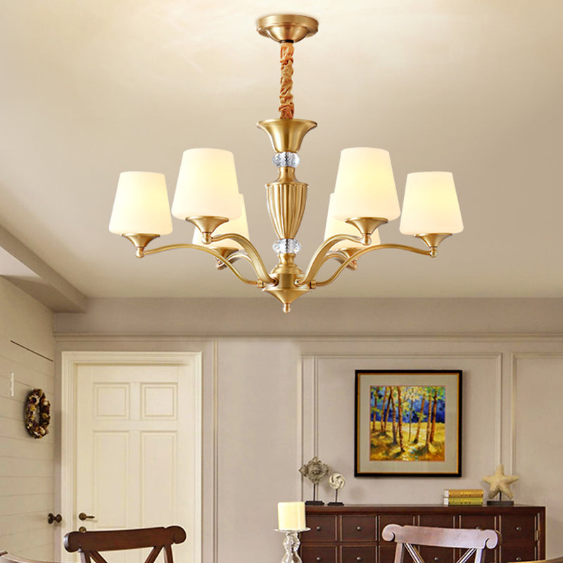 Accesorios de iluminación de la lámpara de campana Luz de suspensión tradicional de múltiples cabezas con cristal transparente