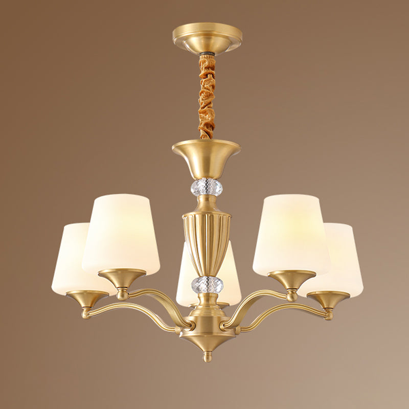 Bell Chandelier Lighting Fixtures Traditional Multi-Head Suspension Light with Clear Crystal