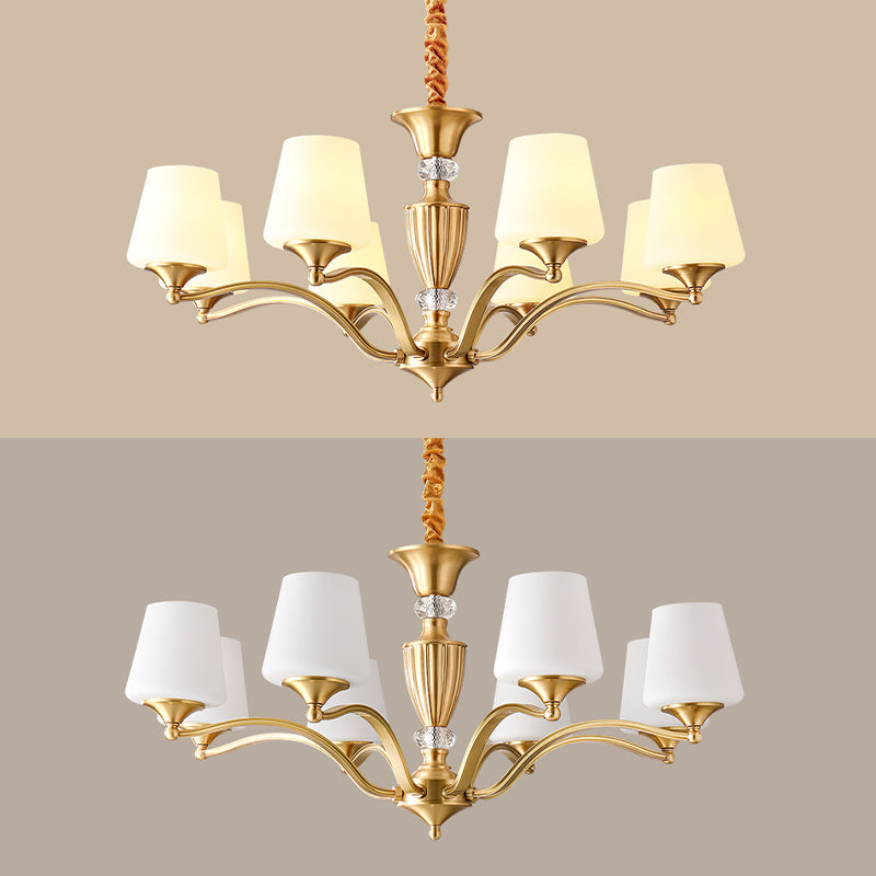 Bell Chandelier Lighting Fixtures Traditional Multi-Head Suspension Light with Clear Crystal