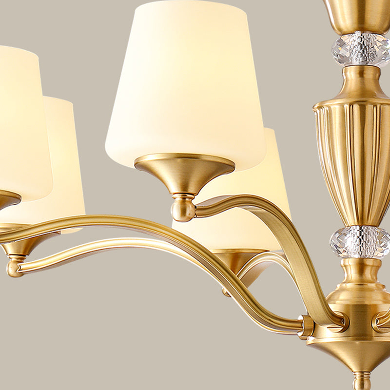 Bell Chandelier Lighting Fixtures Traditional Multi-Head Suspension Light with Clear Crystal