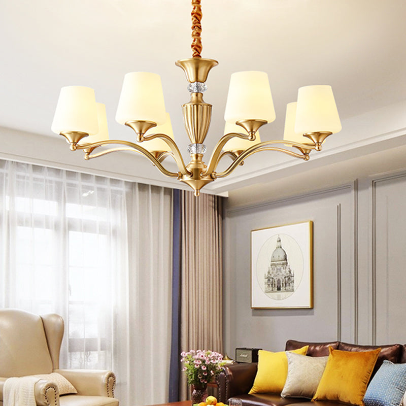 Accesorios de iluminación de la lámpara de campana Luz de suspensión tradicional de múltiples cabezas con cristal transparente