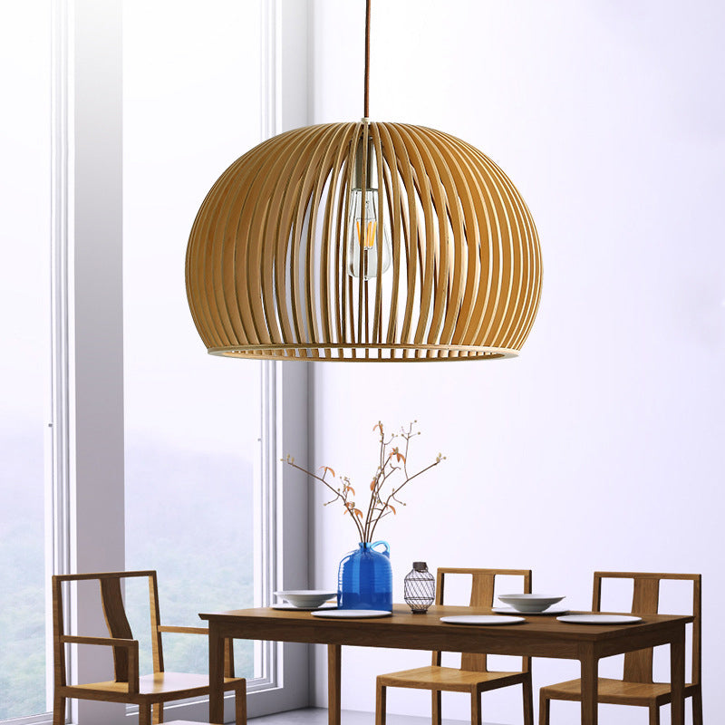 1 Licht hängende Lichtkit Asian Style Schüssel Form Holz Anhänger Beleuchtung