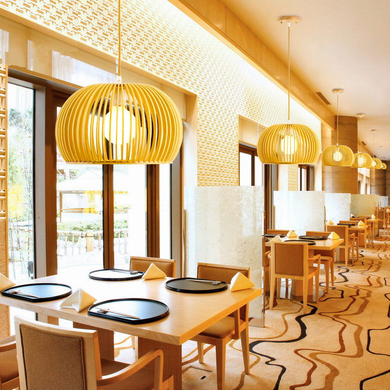 1 Licht hängende Lichtkit Asian Style Schüssel Form Holz Anhänger Beleuchtung