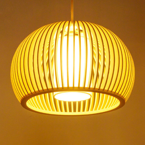 1 Licht hängende Lichtkit Asian Style Schüssel Form Holz Anhänger Beleuchtung
