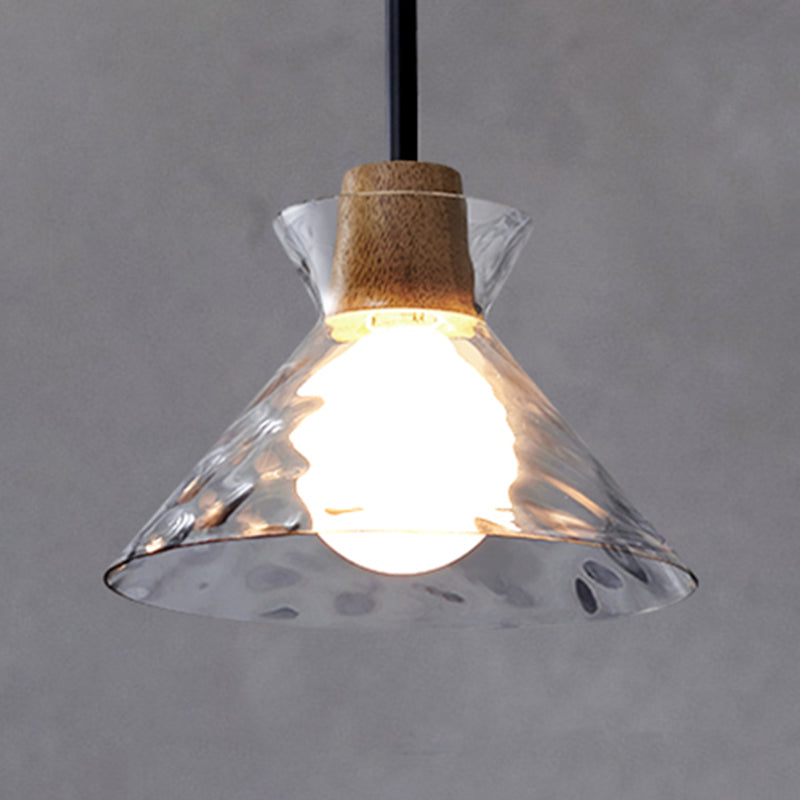 1-Light Geometric Shape Hanging Light Nordic Style Pendant Lamp with Clear Glass Shade