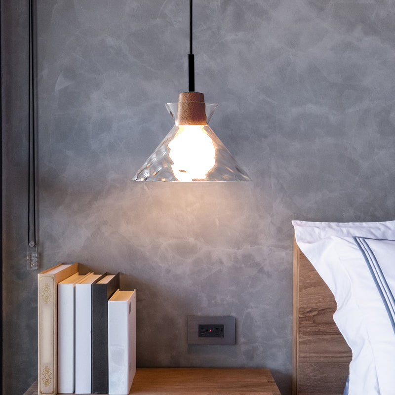 1-Light Geometric Shape Hanging Light Nordic Style Pendant Lamp with Clear Glass Shade