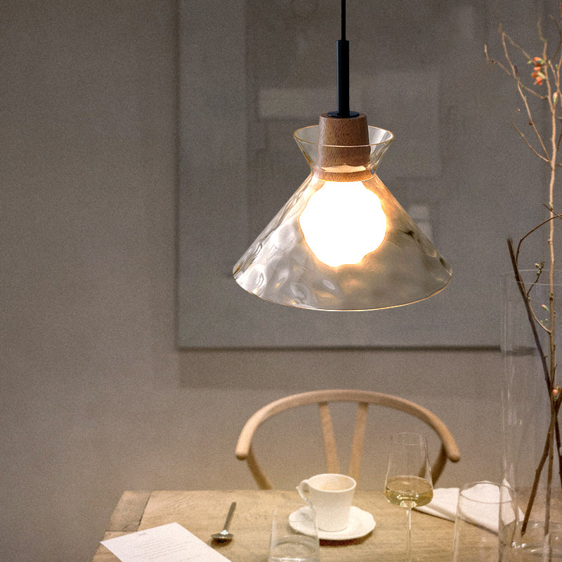 1-Light Geometric Shape Hanging Light Nordic Style Pendant Lamp with Clear Glass Shade