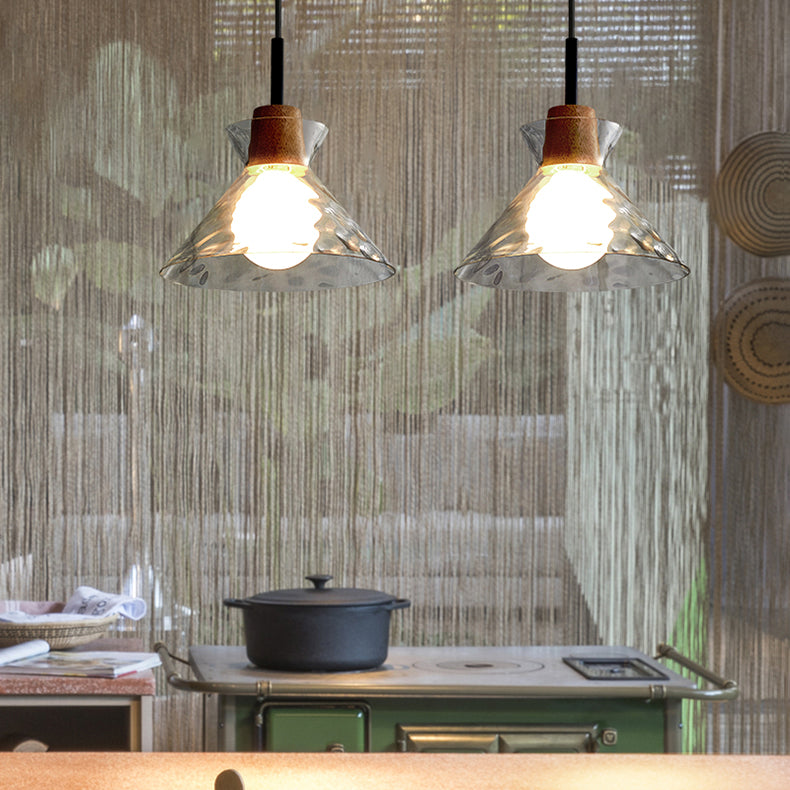 1-Light Geometric Shape Hanging Light Nordic Style Pendant Lamp with Clear Glass Shade