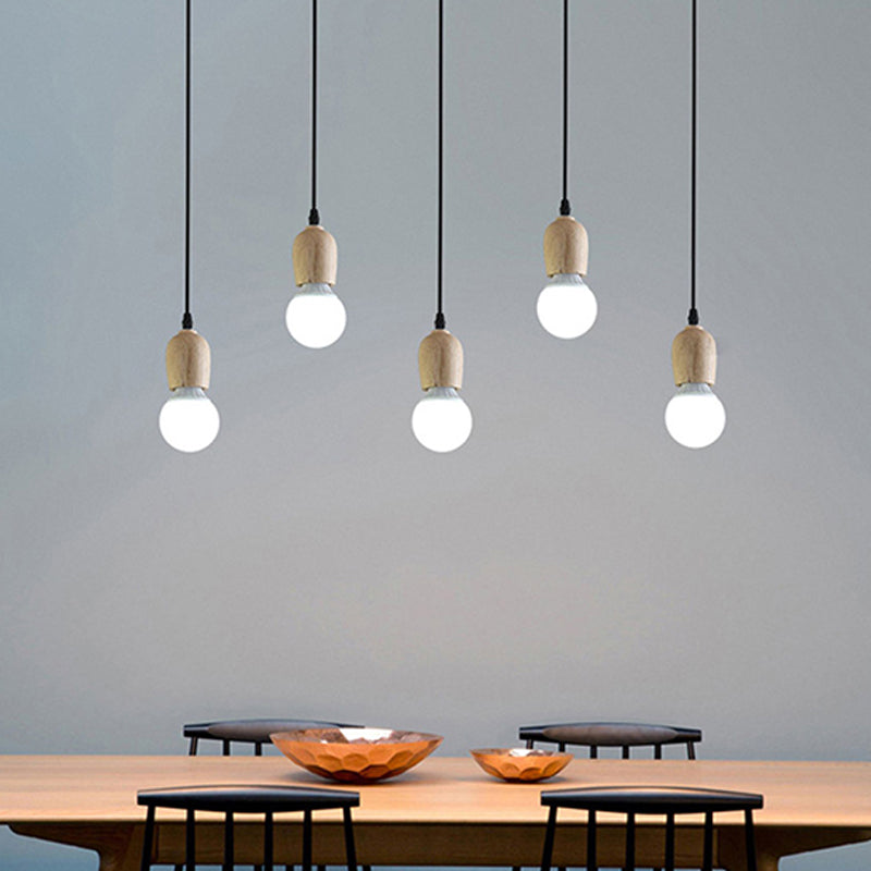 Offene Glühbirne hängende Licht nach unten Licht Holzhängung Licht für Wohnzimmer Schlafzimmer