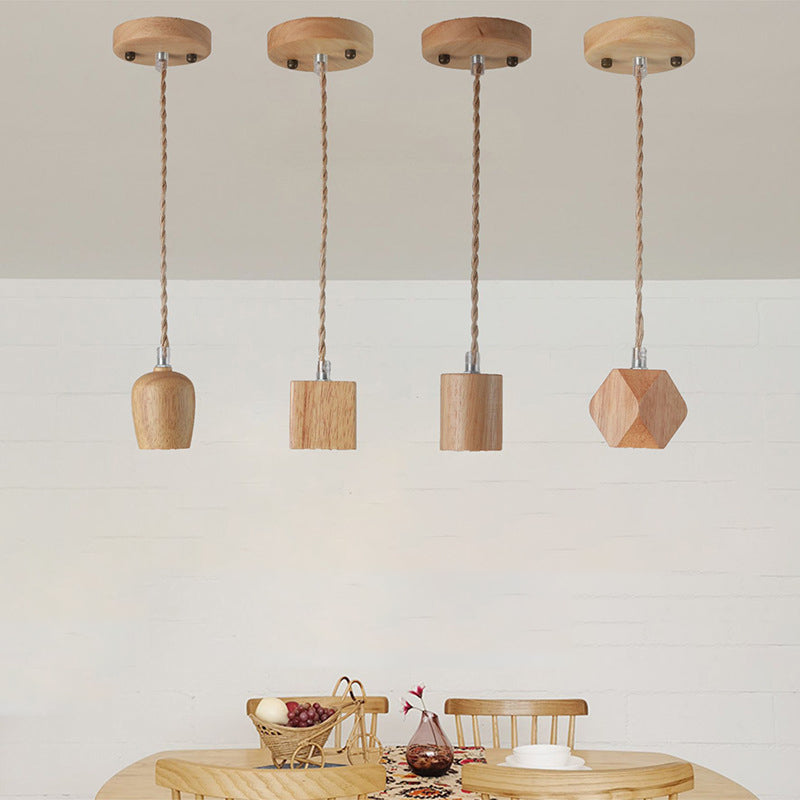 Offene Glühbirne hängende Licht nach unten Licht Holzhängung Licht für Wohnzimmer Schlafzimmer