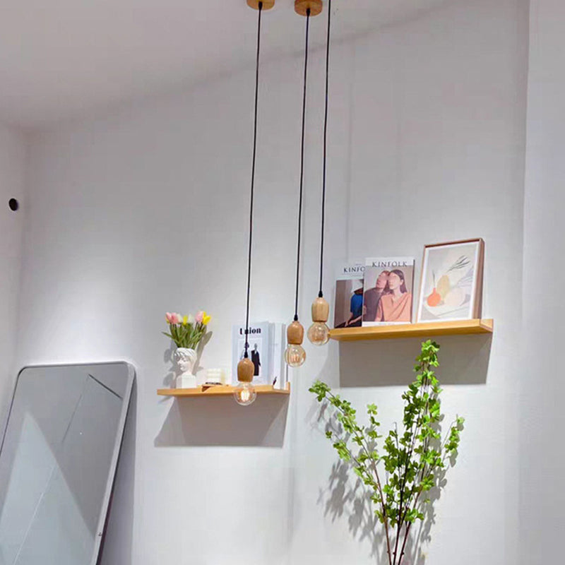 Offene Glühbirne hängende Licht nach unten Licht Holzhängung Licht für Wohnzimmer Schlafzimmer