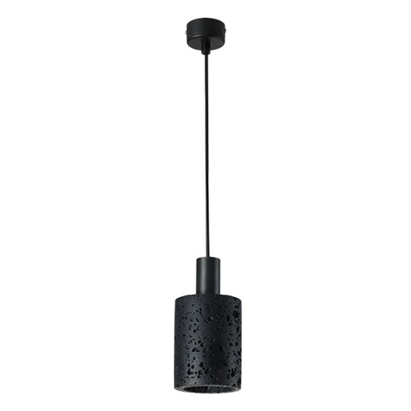 Single Head Stone Hanging Light Contemporary Creative Suspension Pendant in Black