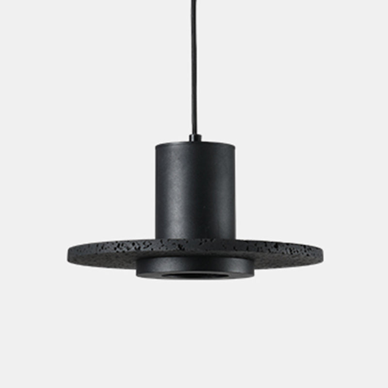 Single Head Stone Hanging Light Contemporary Creative Suspension Pendant in Black