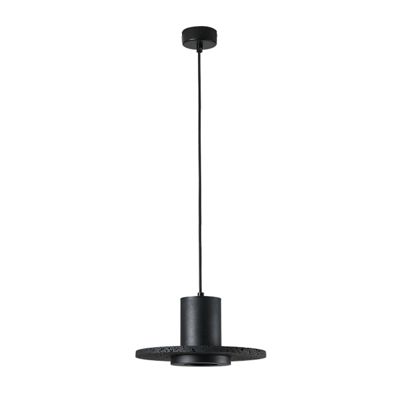 Single Head Stone Hanging Light Contemporary Creative Suspension Pendant in Black