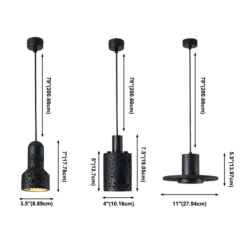 Einzelkopfstein hängend hängendes zeitgenössisches kreatives Suspension Anhänger in Schwarz