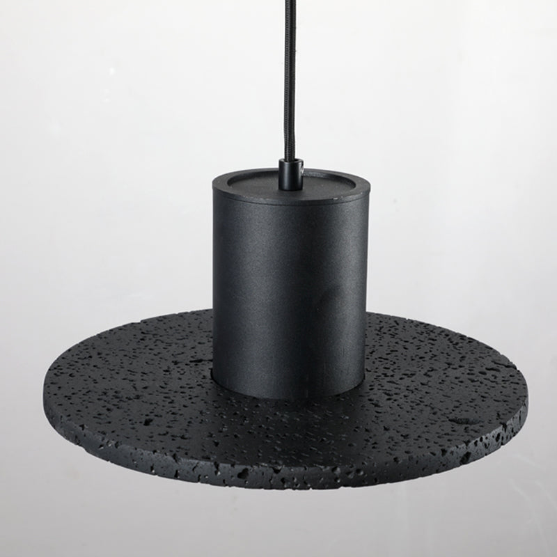 Single Head Stone Hanging Light Contemporary Creative Suspension Pendant in Black