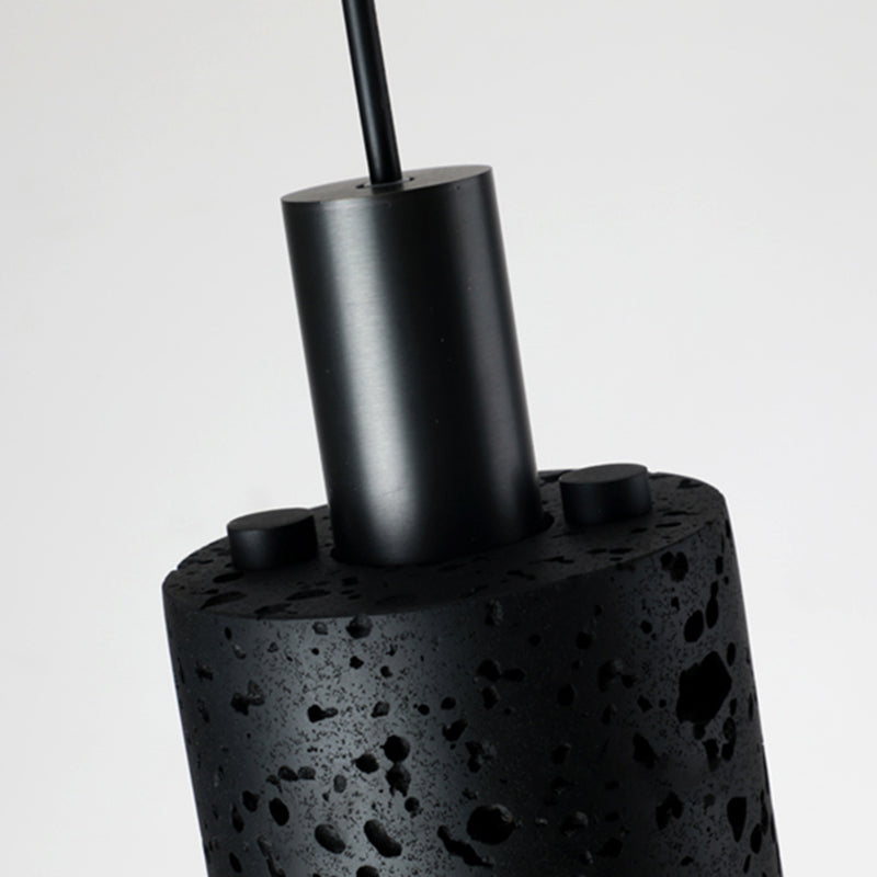 Single Head Stone Hanging Light Contemporary Creative Suspension Pendant in Black