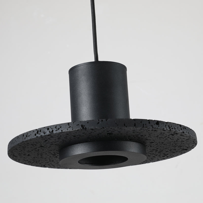 Single Head Stone Hanging Light Contemporary Creative Suspension Pendant in Black