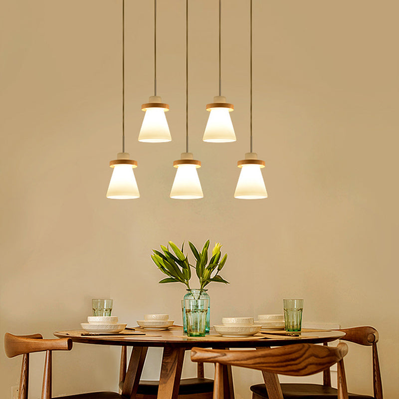 Wood Geometric Suspended Light Modern Simple Hanging Light for Restaurant