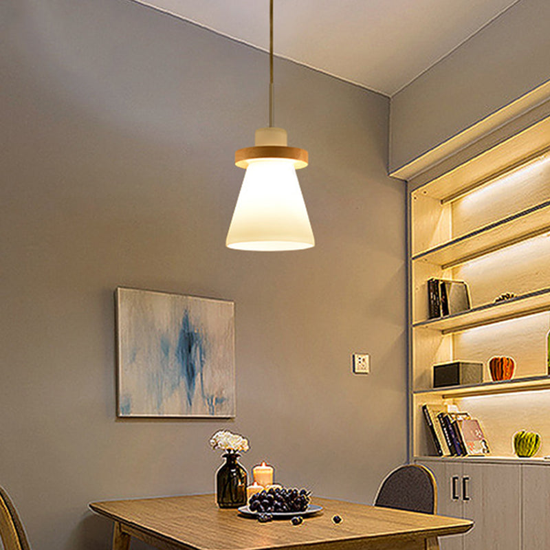 Wood Geometric Suspended Light Modern Simple Hanging Light for Restaurant