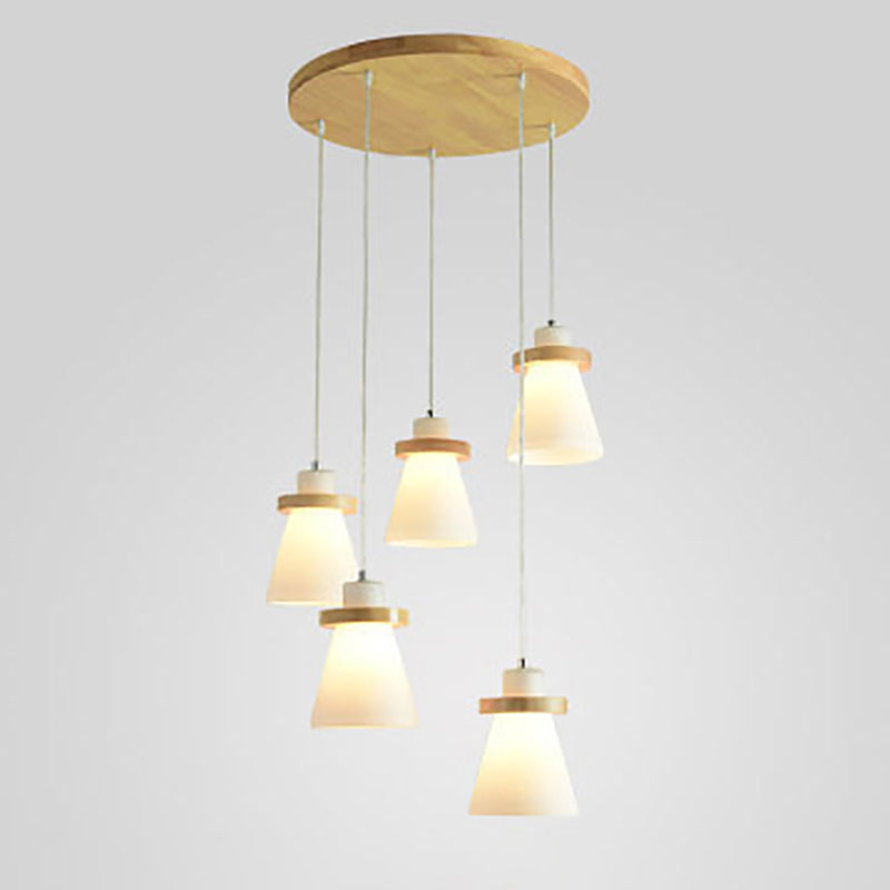 Wood Geometric Suspended Light Modern Simple Hanging Light for Restaurant