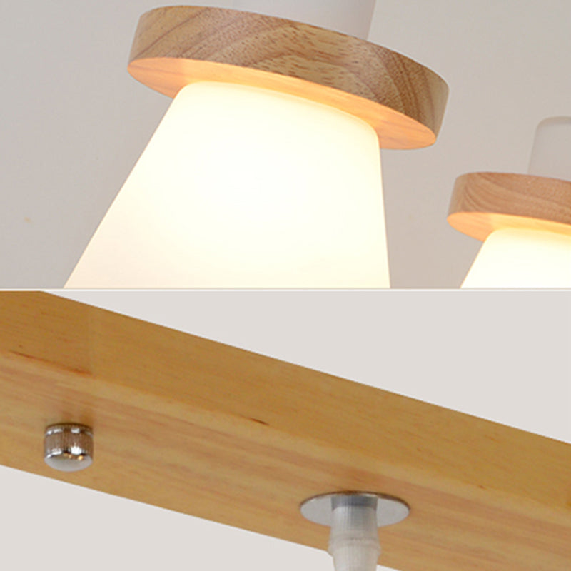 Wood Geometric Suspended Light Modern Simple Hanging Light for Restaurant