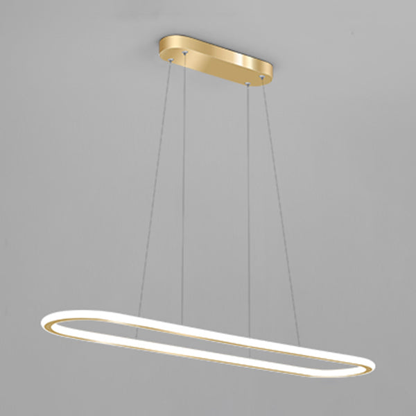 Oval LED Island Light White Acrylic Shade Hanging Lamp for Dinning Room