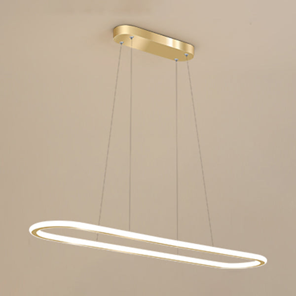 Oval LED Island Light White Acrylic Shade Hanging Lamp for Dinning Room