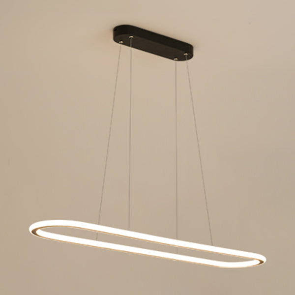 Oval LED Island Light White Acrylic Shade Hanging Lamp for Dinning Room