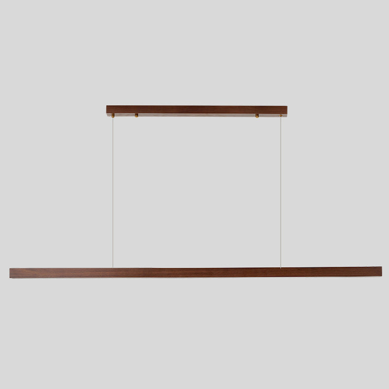 1-Light Island Light Minimal Style Linear Shape Wood Hanging Lamp for Dining Room