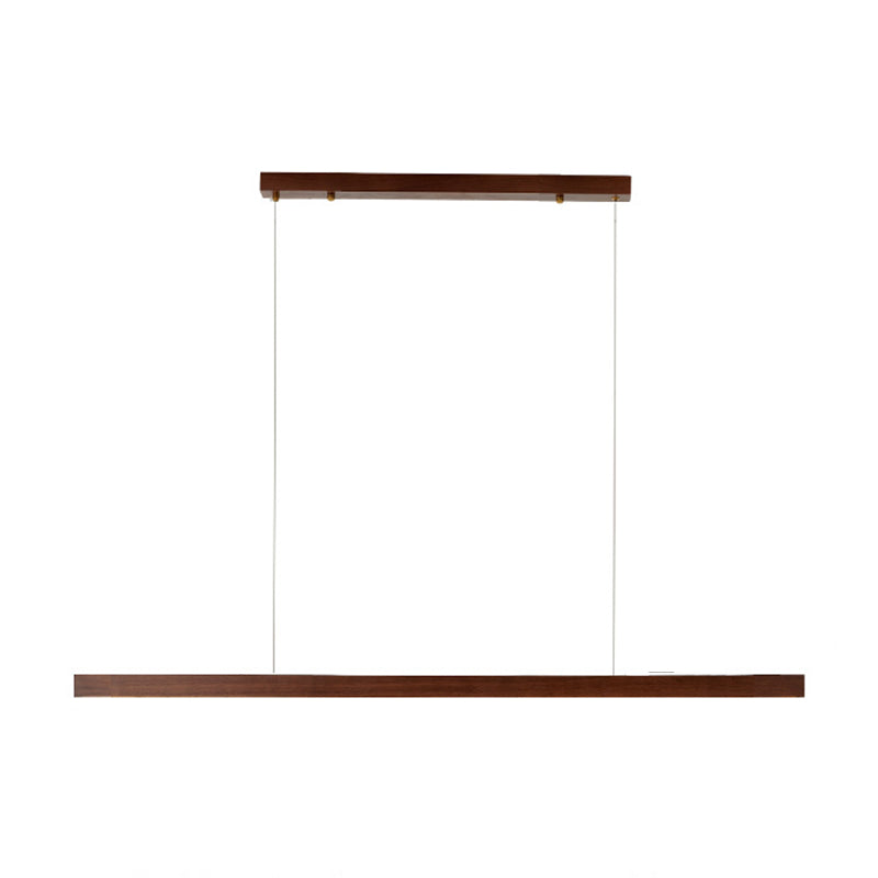 1-Light Island Light Minimal Style Linear Shape Wood Hanging Lamp for Dining Room
