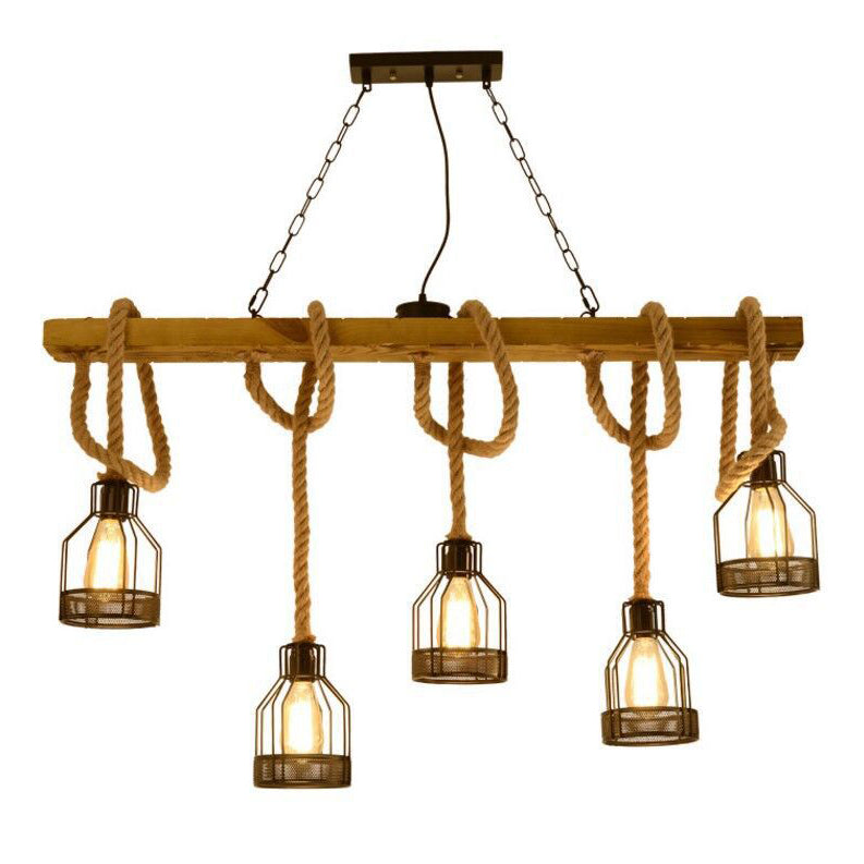 Birdcage Industrial Island Light Hemple d'éclairage de corde pour le café