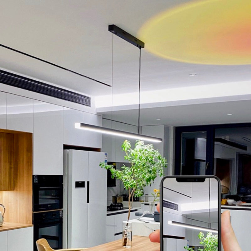 Simplicity Contemporary Island Light Metal Long Strip Hanging Light for Dining Room