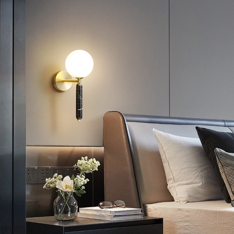 Zeitgenössische einfache Wandleuchte ein Kopf Marmorglas Wandmontage Leuchte für Wohnzimmer