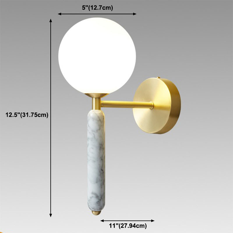 Zeitgenössische einfache Wandleuchte ein Kopf Marmorglas Wandmontage Leuchte für Wohnzimmer