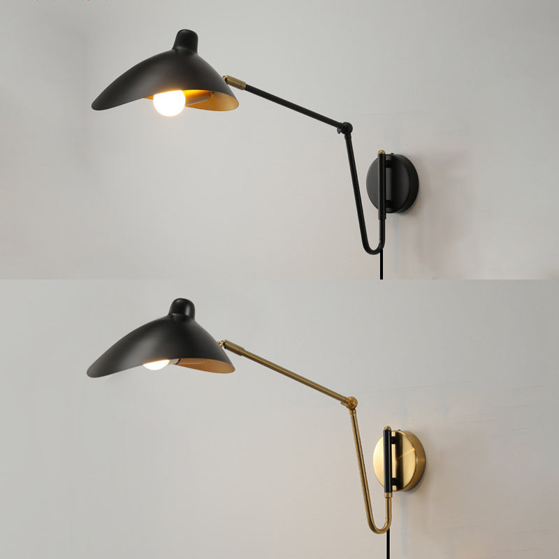 Zeitgenössische verstellbare Wandleuchten Einkopf -Schwarze Wandlampe für Schlafzimmer Wohnzimmer