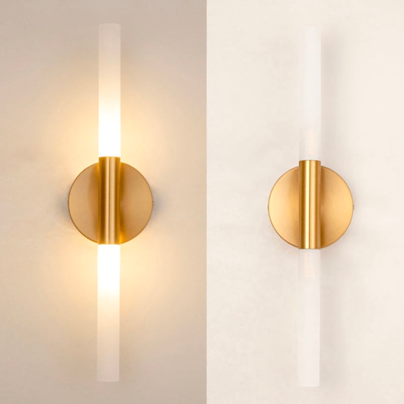 Nordic Style Strip Shape Sconce Light 2 Lights Wall Mount Lamp in Gold for Bedroom