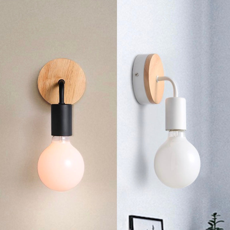 Stile Nordico a forma di blub specchio leggero lampada a parete a singolo leggero con legno per camera da letto