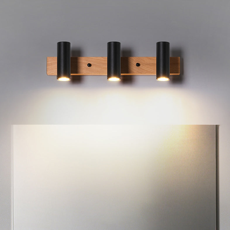 Multi Light Strip Vanity Light Modern Style Mirror Light with Wood for Bedroom
