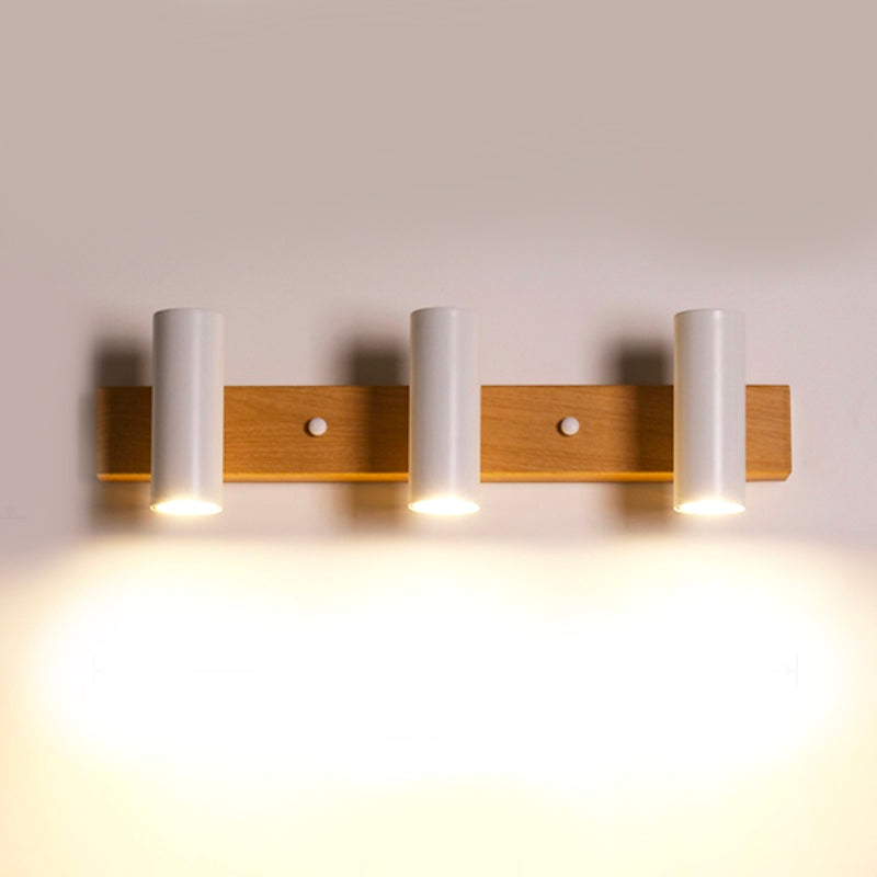 Multi Light Strip Vanity Light Modern Style Mirror Light with Wood for Bedroom