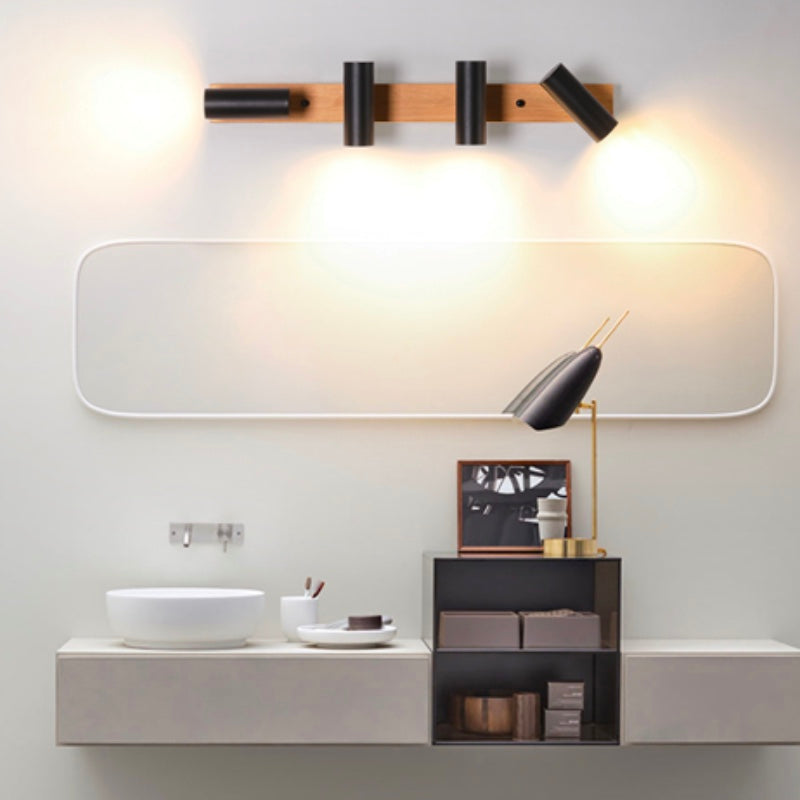 Multi Light Strip Vanity Light Modern Style Mirror Light with Wood for Bedroom