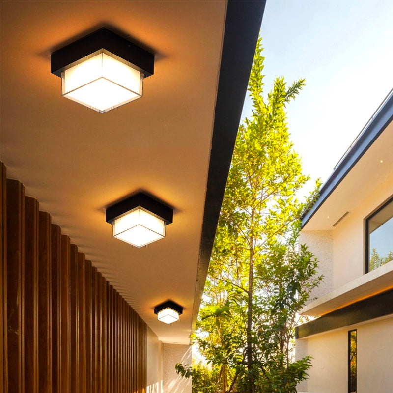 Traditional Flush Mount Lamp 1-Light Waterproof Flush Mount Light with White Glass Shade
