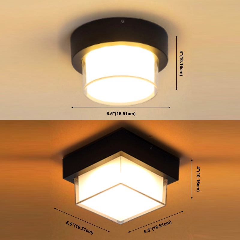 Traditional Flush Mount Lamp 1-Light Waterproof Flush Mount Light with White Glass Shade