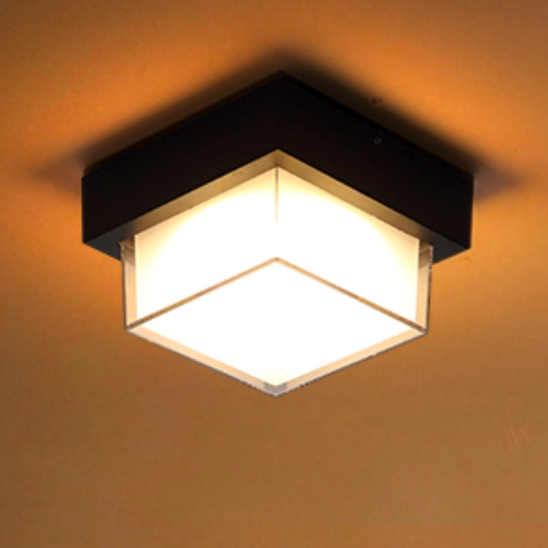 Traditional Flush Mount Lamp 1-Light Waterproof Flush Mount Light with White Glass Shade