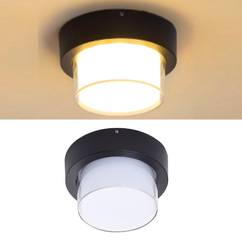 Lámpara de montaje empotrado tradicional Luz de montaje empotrado impermeable de 1 luz con pantalla de vidrio blanco