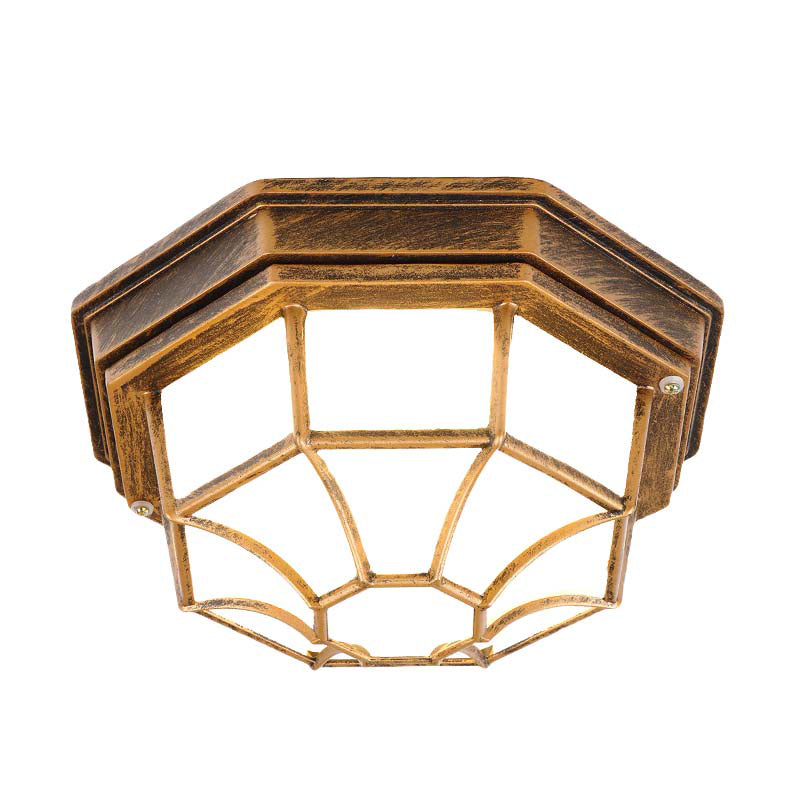 Plafonnier octogonal traditionnel étanche avec abat-jour en verre