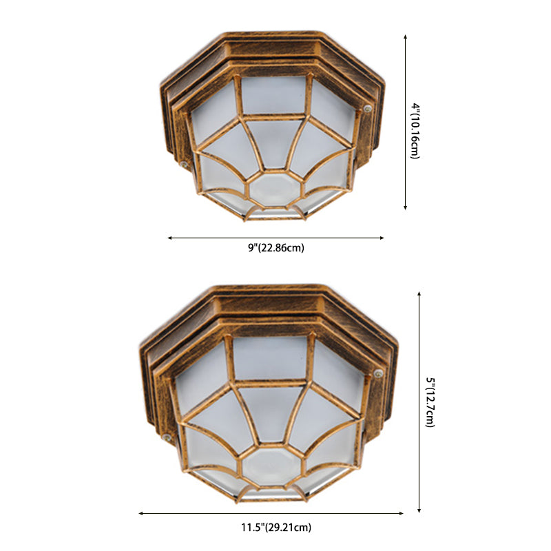 Plafonnier octogonal traditionnel étanche avec abat-jour en verre