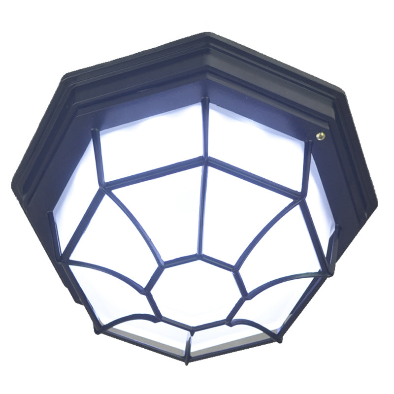Octagonal Flush Mount Light Traditional Waterproof Ceiling Light with Glass Shade