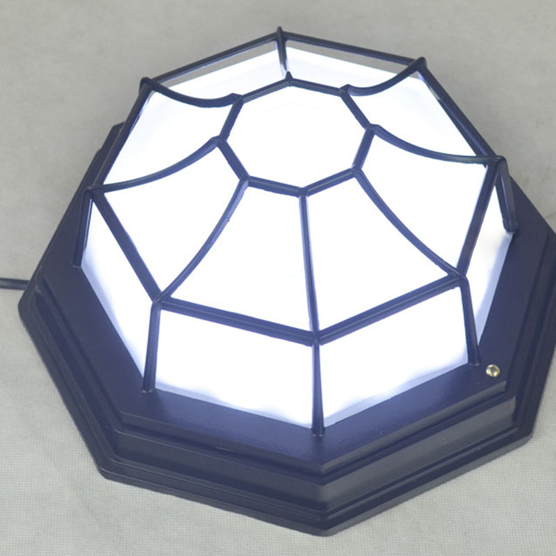 Octagonal Flush Mount Light Traditional Waterproof Ceiling Light with Glass Shade