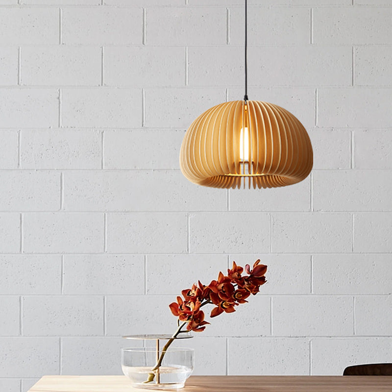 Lumo a sospensione a sospensione a 1 luci a forma moderna a forma di cupola lampada sospesa in legno